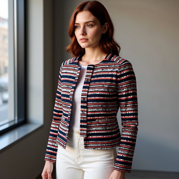 Helene london Jackets & Blazers - Chic Striped Women's Blazer in Black and Red